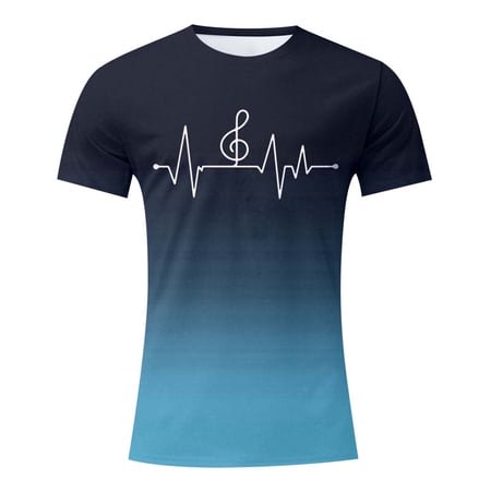 LUOGENLI T-shirts pour Homme pour Hommes T-Shirt à Imprimé Numérique Col Rond Manches Courtes T-Shirt 4xlt T-shirts pour Hommes T-shirts Graphiques Pâques 4xlt T-shirts pour Hommes T-shirts Graphiques Saint-Valentin Bleu Pâle L