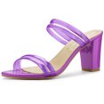 thumbnail image 1 of BLISSFUL STEP Women's Strappy Chunky Heel Slides Mules Sandals, 1 of 6