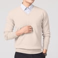 thumbnail image 2 of Xcmzpl Chandail-Robe à Col en V pour Hommes, Tricot, Manches Longues, Coupe Ajustée, Chandails Mode, Chandail à Enfiler, Chandail de Base Uni, Hauts de Chandail d'Automne, 2 of 6