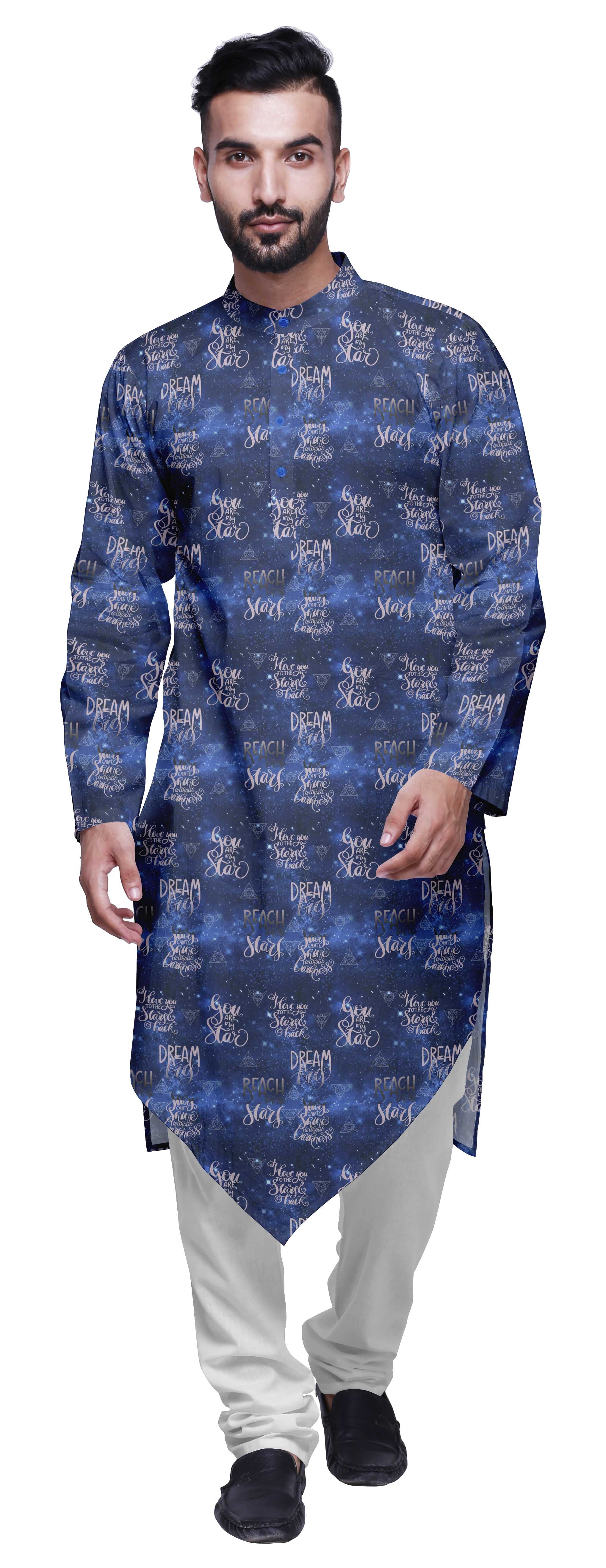 Atasi Designer Long Sleeve Kurta For Boys Casual Printed Cotton Flex Kurta