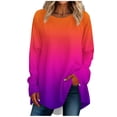 thumbnail image 1 of FAIWAD Women's Long Sleeve Tunic Tops Gradient Round Neck Trendy Spring Casual Pullover Tops, 1 of 5