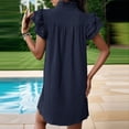 thumbnail image 3 of FcBaudy Robe à Manches Courtes à Col en V, Robes d'Été pour Femmes, Robes pour Femmes Mode Robe Décontractée pour Femmes - Robe à Col en V à Manches Courtes Longue Robe à Taille Longue Jupe Plissée en Soie Glacée pour Dames, 3 of 5
