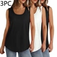 thumbnail image 2 of Plebaso Lot de 3 Débardeurs pour Femmes Décontractés d'Été Sans Manches Amples Col Rond T-Shirts Basiques pour Dames, 2 of 7