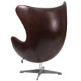 thumbnail image 3 of Brown Leather Egg Chair with Tilt-Lock Mechanism, 3 of 4