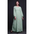 thumbnail image 3 of Bimba Robe Maxi à Manches Longues pour Femmes en Georgette Mousse Imprimée de Trèfles et de Fleurs, Taille Élastique - Grande, 3 of 5