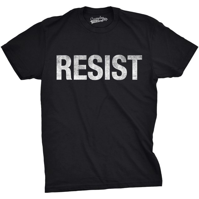 Mens Resist T Shirt Political Anti Authority Protest Tee Rebel Rally March Tee (Black) - XL