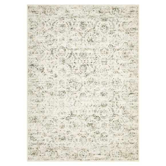 Area Rug Washable - Vintage Distressed Carpet - Non Slip Low Pile Floor Rug - Soft Non Shedding Design for Living Room Bedroom Dining Room Office Nursery - Collapsible Easy Care