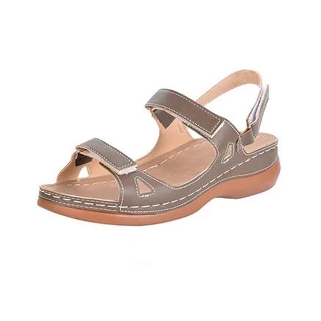 Penkiiy Sandale d'Extérieur pour Femmes avec Assise Plantaire Confortable, Bride Ajustable et +mousse à Mémoire, Largeurs Offertes 41 Gris