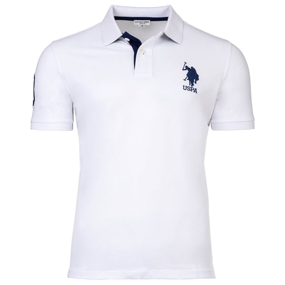 U.S. POLO ASSN. Men's polo shirt - Kory, basic, piquet, logo, appliqué, cotton White XL (X-Large)