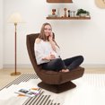 thumbnail image 2 of Giantex 360° Swivel Floor Sofa Chair, Compact Adjustable Floor Chair w/5-Level Adjustable Backrest & Massage Pillow, Brown, 2 of 6