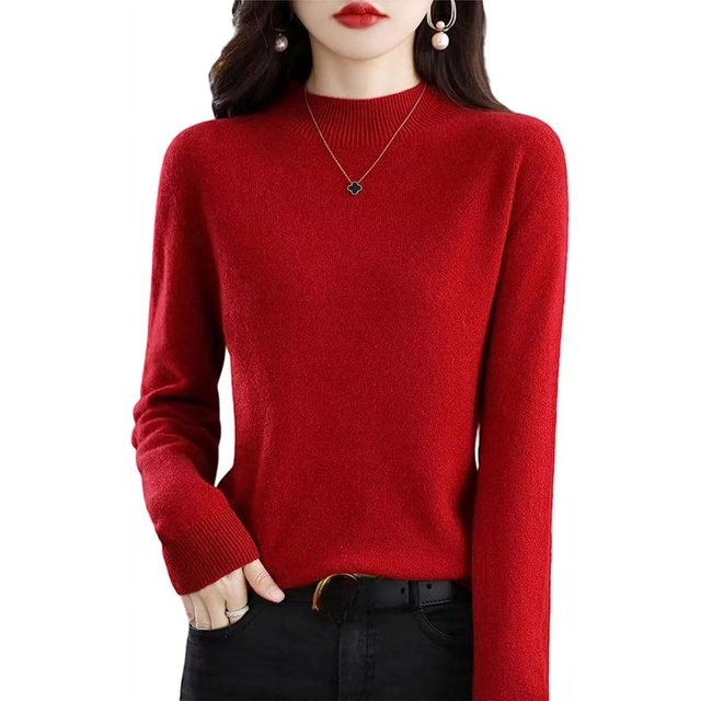 Women‘s Wool Sweaters Mock Turtle Neck Lightweight Long Sleeve Cozy Warm Fall Winter Pullover Tops