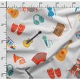 thumbnail image 2 of Soimoi Musical Instruments Printed, Poly Canvas Fabric, Decor Sewing Fabric by The Yard 56 Inch Wide,Decorative Fabric for Curtains Tote Bags, Red, Orange, 2 of 5