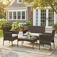 thumbnail image 2 of Outsunny Ensemble de Mobilier de Patio en Osier 4 Pcs avec Causeuse 2 Chaises Beige, 2 of 10