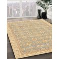 thumbnail image 2 of Ahgly Company Tapis Rond Abstrait Marron Or pour Intérieur, 7 Pieds Rond, 2 of 6