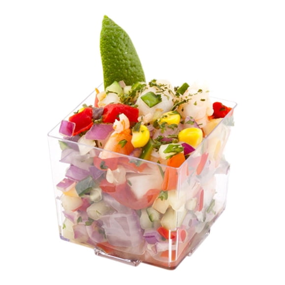 Restaurantware 5 Ounce Mini Dessert Cups 100 Square Shooters For Desserts - Disposable Quadrato Clear Plastic Parfait Cups Serve Mousse Puddings Snacks Or Samples For Weddings Or Parties