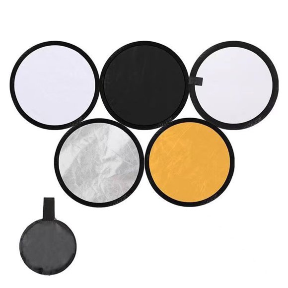 Tignapoo Portable 30cm 5-in-1 Collapsible Photography Reflector for Outdoor Shooting, Selfie Lighting, and Soft Light Enhancement with Carry Bag