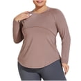 thumbnail image 1 of Timegard Workout Tops for Women Crewneck Long Sleeve Shirts Athletic Running Breathable Shirts Tops, 1 of 6