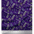 thumbnail image 1 of Soimoi Purple polyester Crepe Fabric Curry & Leaves Print Fabric by Yard 42 Inch Wide, 1 of 3