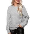 thumbnail image 2 of Dvkptbk Sweaters for Women Femmes Solide Plaid Col Rond Pull Mode Casual Pull à Manches Longues Tricot Clothes sur l'Autorisation, 2 of 6