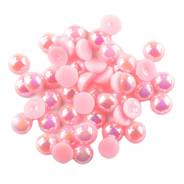 KLKCMS 100 Pcs Demi-Perle Perle Dos Plat 8 mm Scrapbooking pour Bricolage Rose