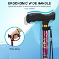 thumbnail image 4 of SupreGear Folding Walking Cane, Lightweight Adjustable Walking Stick with T Handle, Wrist Strap, Purple Floral, 4 of 6