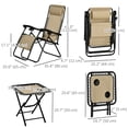 thumbnail image 3 of Outsunny Zero Gravity Chair Set with Folding Table & Cup Holder Beige, 3 of 10