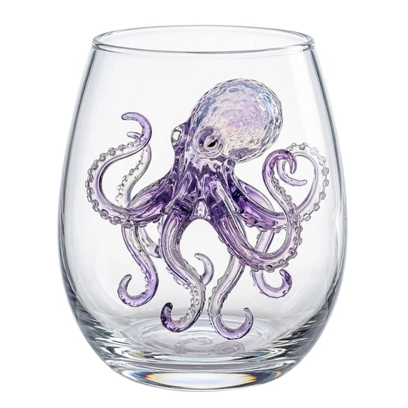 Watercolor Blue Print Nautical Stemless Wine Glass Clear Drinking Tumbler