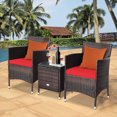 thumbnail image 4 of Gymax 3PCS Patio Outdoor Rattan Furniture Set w/ Cushioned Chairs Coffee Table, 4 of 10