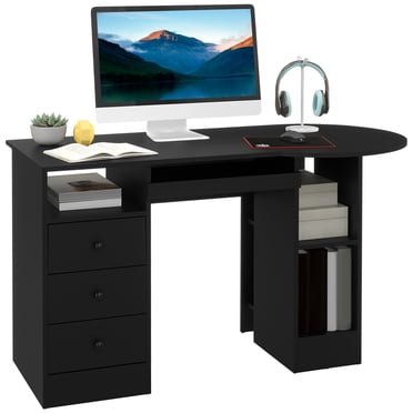 HOMCOM Computer Desk Modern Workstation Desk w/ Shelf Drawer Black