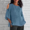 thumbnail image 2 of Liquidation! Hauts Grande Taille pour Femmes, Blouse à Manches Courtes d'Été pour Femmes, Mode Féminine Manches Courtes Col Rond Ample Épaules Dénudées Blouse, 2 of 5