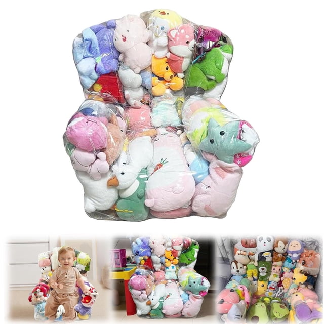WHEANG Sac de Rangement pour Toutous Sac Transparent en PVC avec Fermeture Éclair Remplissable pour le Rangement des Toutous pour Organiser les Chambres d'Enfants