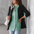 thumbnail image 1 of Chemisier Cardigan Décontracté à Col à Revers et Rayures pour Femmes Automne avec Boutons Manches Longues Poche Poitrine, 1 of 6