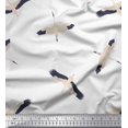 thumbnail image 2 of Soimoi White polyester Crepe Fabric Flying Stork Bird Print Fabric by Yard 42 Inch Wide, 2 of 5