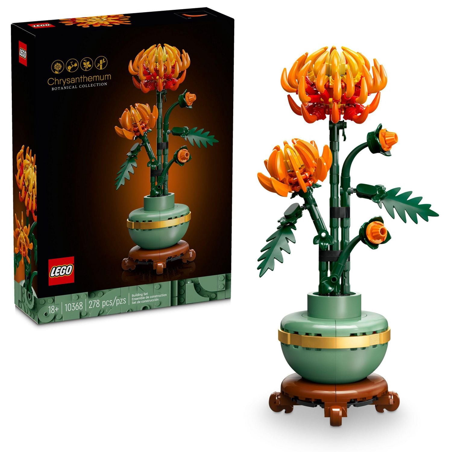 LEGO Icons Chrysanthemum Building Set - Artificial Flowers for Dinner Table Centerpieces & Decoration, Adults Ages 18+ - Gift for Mom, Dad, & Significant Other - 10368