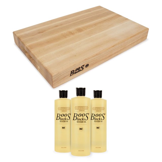 John Boos Reversible 24" Cutting Board w/16oz Mystery Butcher Block Oil (3 Pack)