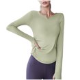 thumbnail image 1 of Timegard Hauts de Yoga pour Femmes à Manches Longues, Col en V, T-Shirt Froncé, Chandails de Sport, Entraînement, Course, 1 of 4