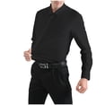 thumbnail image 2 of RXIRUCGD Mens Casual Fashion Solid Elastic Fabric Turndown Collar Buttons Tops Shirts, Black, Size: 2XL, 2 of 4