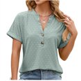 thumbnail image 1 of RKSTN Womens Tops 2024 Fashion Casual Short Sleeve V Neck Tops Loose Plus Size Solid Color Mesh Breathable Temperament Tops, 1 of 5