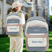 Teen Backpack Color Blocking School – Waterproof Computer Bag with Padded Straps, Casual Daypack for Middle School Students