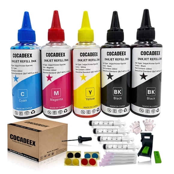 COCADEEX 500ml Ink Refill Kit Compatible with PIXMA Ink Cartridge PG-260 CL-261 PG-240 CL-241 PG-260XL CL-261XL PG-240XL CL-241XL 260XL 261XL 240XL 241XL PG-40 CL-41
