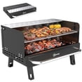 thumbnail image 1 of Outsunny Portable Charcoal BBQ Grill with Adjustable Grates, Black, 1 of 10