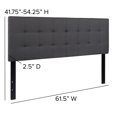 thumbnail image 2 of Bedford Tufted Upholstered Queen Size Headboard in Dark Gray Fabric, 2 of 9