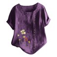 thumbnail image 1 of EQWLJWE Chemises pour Femmes Liquidation T-Shirts pour Femmes Femmes Manches Courtes Décontracté Col Rond Imprimé Ample Tunique à Boutons Chemise Blouse Hauts, 1 of 5