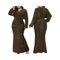 thumbnail image 2 of Gupgi Robe de Soirée Pailletée pour Femme Grande Taille Couleur Unie Manches Longues Col en V Ajustée Longue Robe Cocktail Formelle Bal de Promo TG-TTTTG, 2 of 6