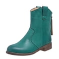 thumbnail image 2 of Cameland Women's Retro Solid Color Mid Calf Boots Middle-Heels Round-Toe Boots Back Zipper Boots, 2 of 5