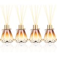 thumbnail image 1 of 4pcs Reed Diffuser, Reed Diffuser Empty Bottles with 20pcs Reed Diffuser Sticks, Delicate Gold Leaf Decor, Glass Fragrance Diffuser Set with lids for Home (Gold, 4pcs), 1 of 7