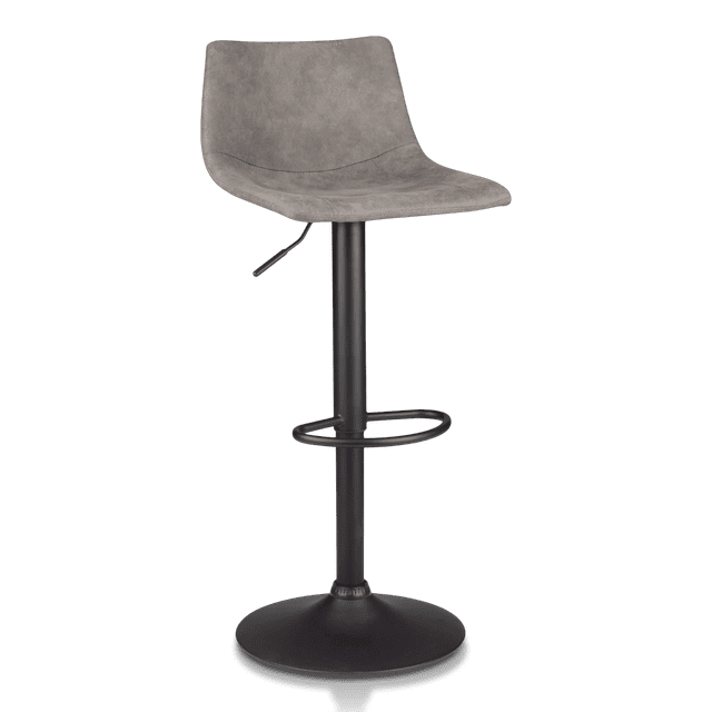 Bouclair Tabouret de Bar Réglable Gris Texturé en Similicuir et Métal