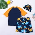 thumbnail image 4 of Akiihool Boys Rash Guard Long Sleeve Boys Rash Guard Swimsuits Set for Boys 2 Piece Short Sleeve Swim Shirts Quick Dry Bathing Suits with Trunks (Orange,3-4 Years), 4 of 4