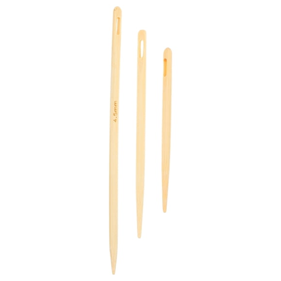 3pcs Hand Weaving Tools Wooden Knitting Hook Large Eye Hand Knitting Needles For Yarn Tools Circular Knitting Needle Set For Craft Crochet Hook