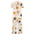 thumbnail image 3 of Jamicy Pyjama en Coton pour Femmes Vêtements de Maison pour Femmes Mode Décontractée Ample Imprimé Col Rond à Boutons Ensemble de Pyjama Capri Pyjama d'Halloween, 3 of 4